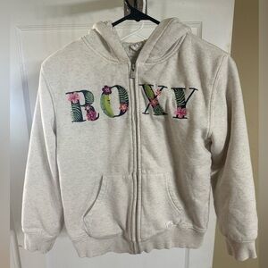 Roxy Kids Beige Hoodie with Floral Accents